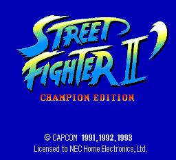 Street Fighter II title screen for PC Engine